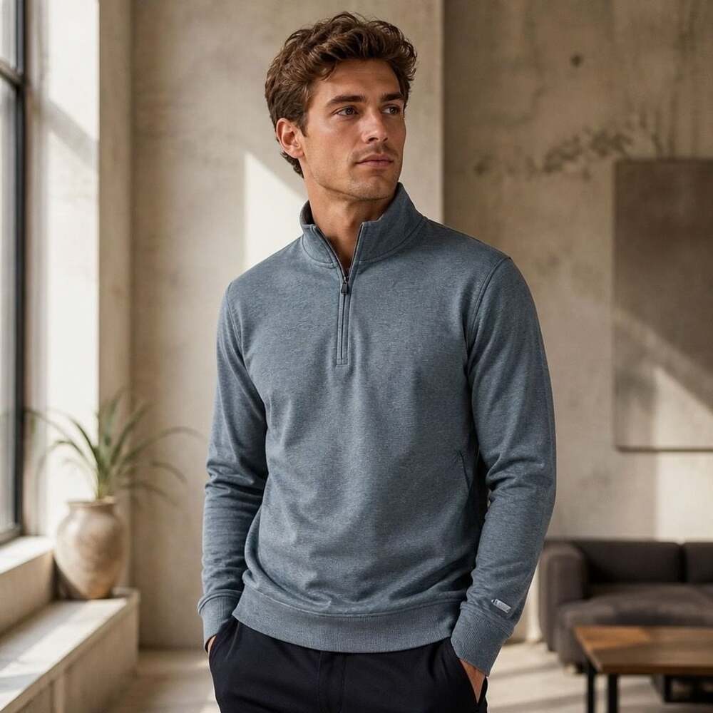 Nike Dri-FIT 1/4 Lightweight Performance Athletic Pullover Blue-Grey M